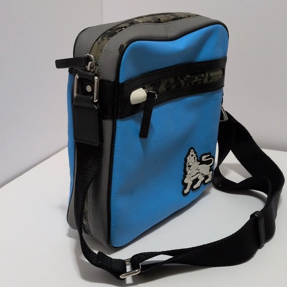 Authentic MCM Camouflage and Blue Messenger Bag